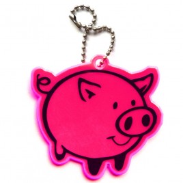 Reflective soft pendant - pink pig