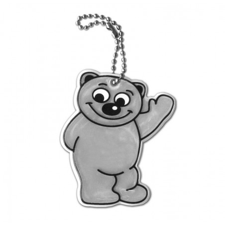 Zawieszka odblaskowa miękka - Miś srebrny