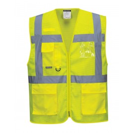 Mesh vest with pockets C376 yellow